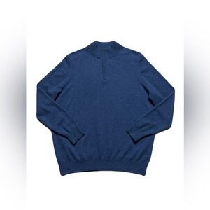 Woolovers Men’s Merino Cashmere Quarter Zip Sweater in Navy, size Large